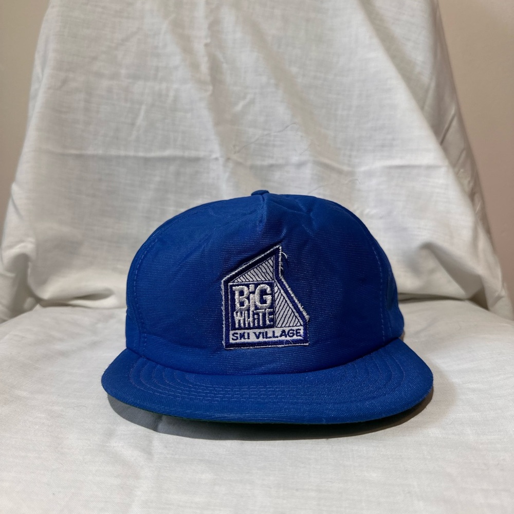 Vintage Big White Ski Village Trucker Hat Royal Blue Snapback Baseball Cap